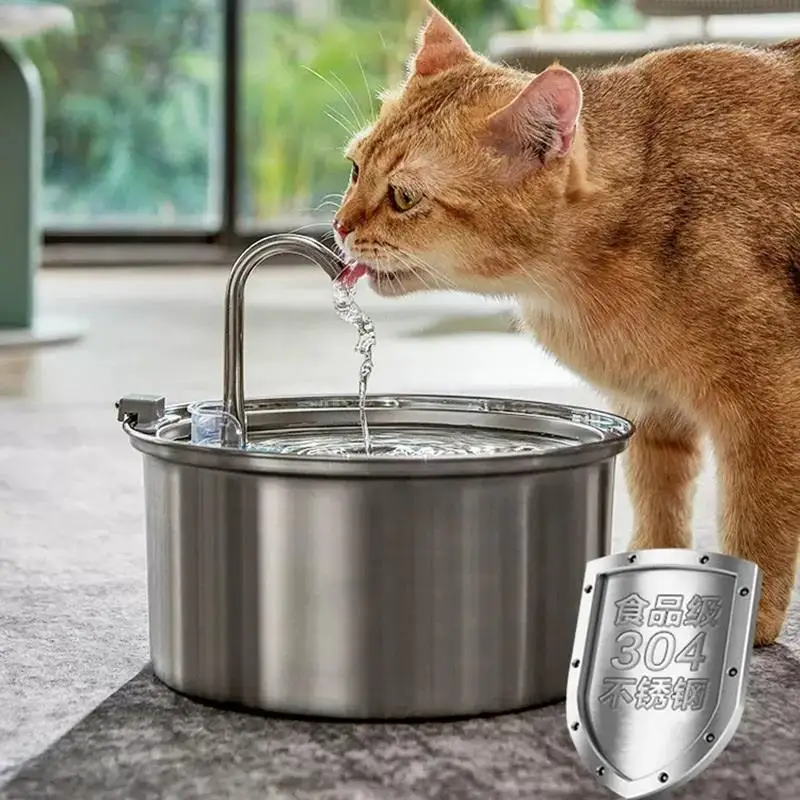 

Stainless Steel Pet Water Fountain 3.2L oz Cat Automatic Water Fountain with Faucet Silent Filter Clear Window