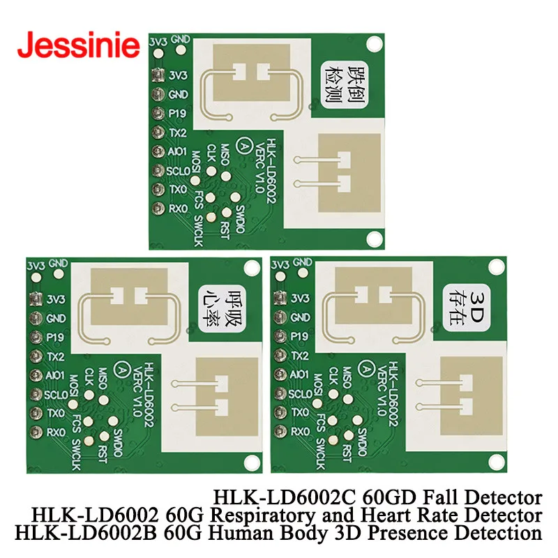 2pcs/1pc HLK-LD6002 LD6002B LD6002C 60G Radar Module Human Respiratory Alarm Heart Rate Fetection Fall Breath Detection Sensor