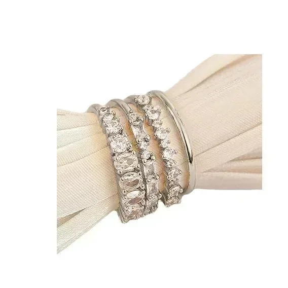 New sweet romantic accessories, gold-plated zircon four-piece women\'s ring, fashion set jewelry.