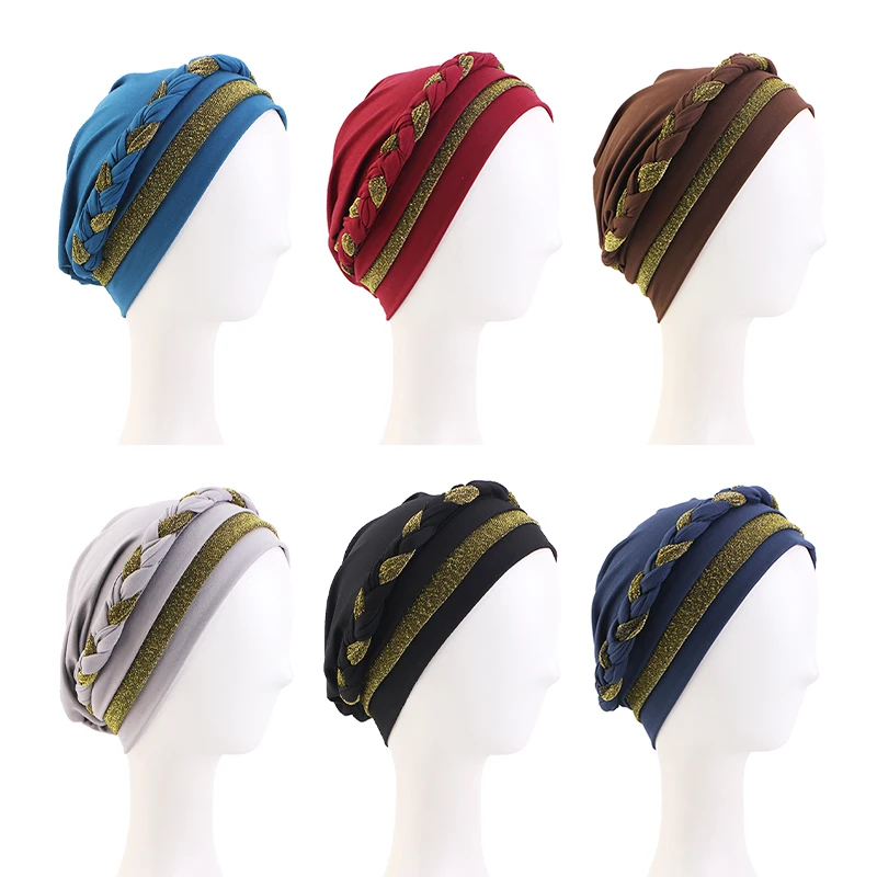2 TEILE/LOS Mode Frauen Turban Hijab Hüte Afrikanische Kopf Wraps Weiche Elastische Muslimischen Hüte Atmungsaktive Chemo Kappe Für Frauen Mädchen – Detail 1