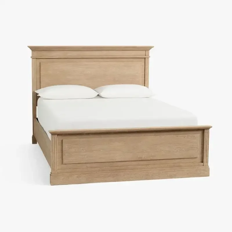 American rural solid wood bed light luxury ash wood retro wind bed, large bed pastoral high-end atmospheric master bedroom