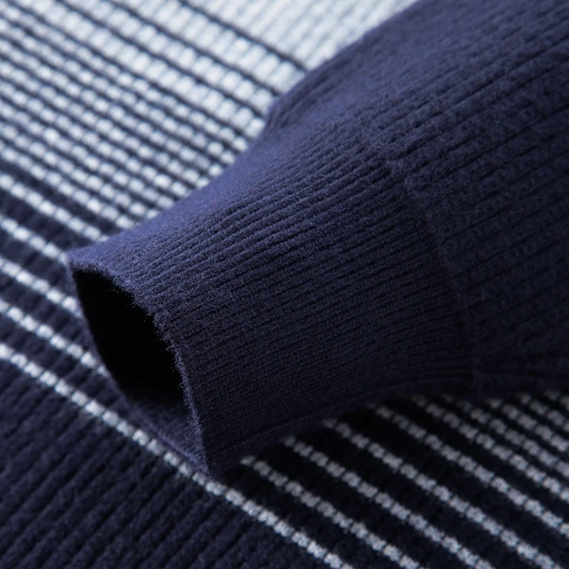 Maglione lavorato a maglia girocollo per uomo a righe classico casual elastico invernale pullover morbido e confortevole di alta qualità Sueters De Hombre