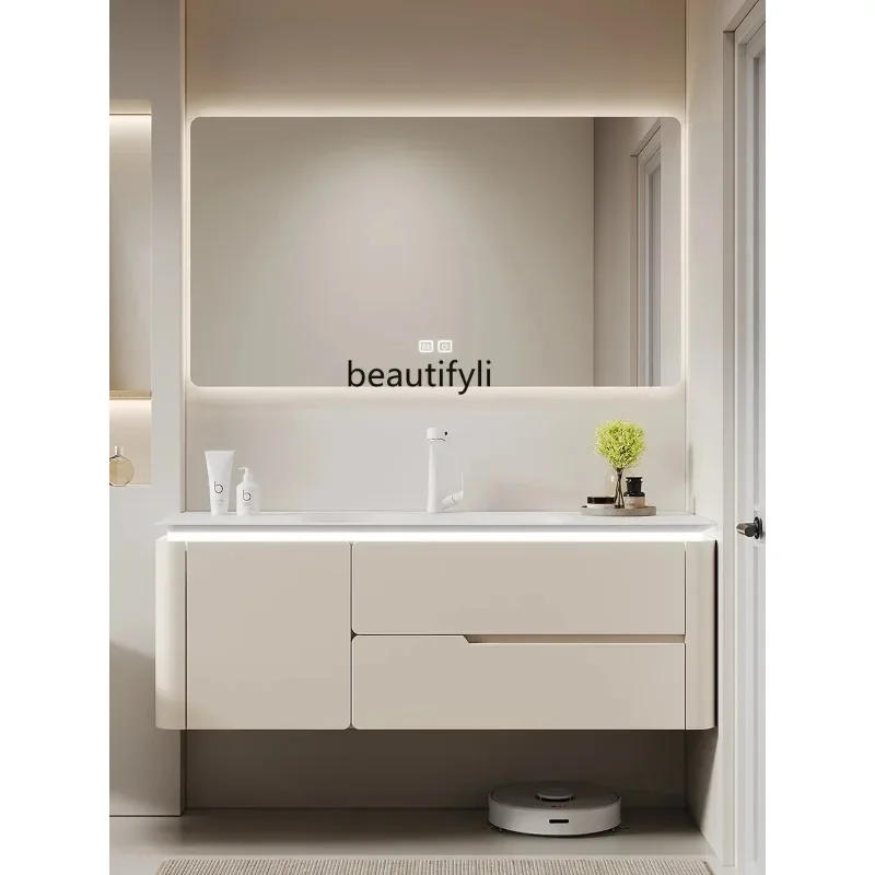 A85 Household Whole Washbin Bathroom Cabinet Combination Oak Paint Skin Feeling Washbasin Washstand Customization