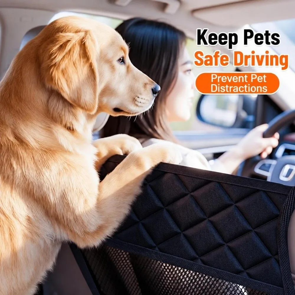 1Pc Durable Mesh Car Pet Barrier Net Adjustable Elastic Car Mesh Guard Car Seat Separator Adjustable Elastic