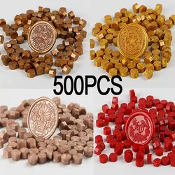 500 Pcs Wax Print Beads Wax Lacquer for Seals Wax Seal for Stamps Retro Sealing Gold Wedding Birthday Lacre for Card Making