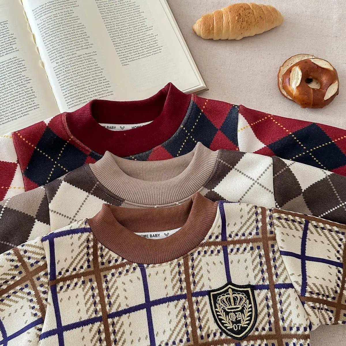 Herbst Winter kinder Fleece Stricken Pullover Kinder Warme Casual Pullover Baby Jungen Mädchen Gepolsterte Bodenbildung Shirt Neugeborenen Strickwaren – Detail 7