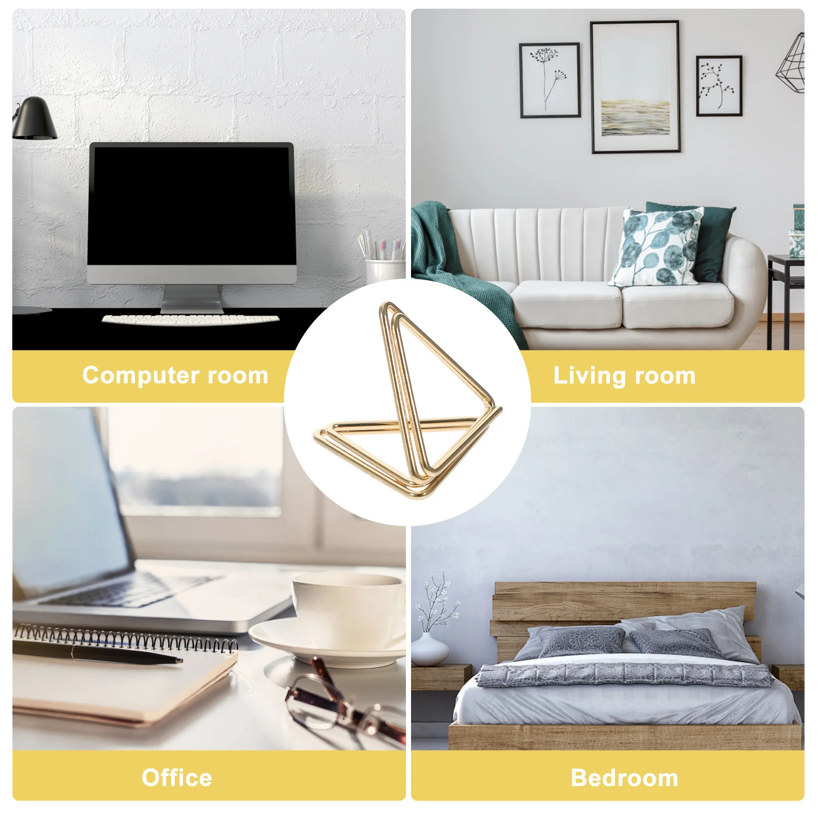 30 قطعة ثلاثية الأبعاد دبابيس ورق مثلث مذكرة كليب سبائك الألومنيوم عرض الصور المشابك الجدول رقم حامل حامل صور صغيرة سطح المكتب