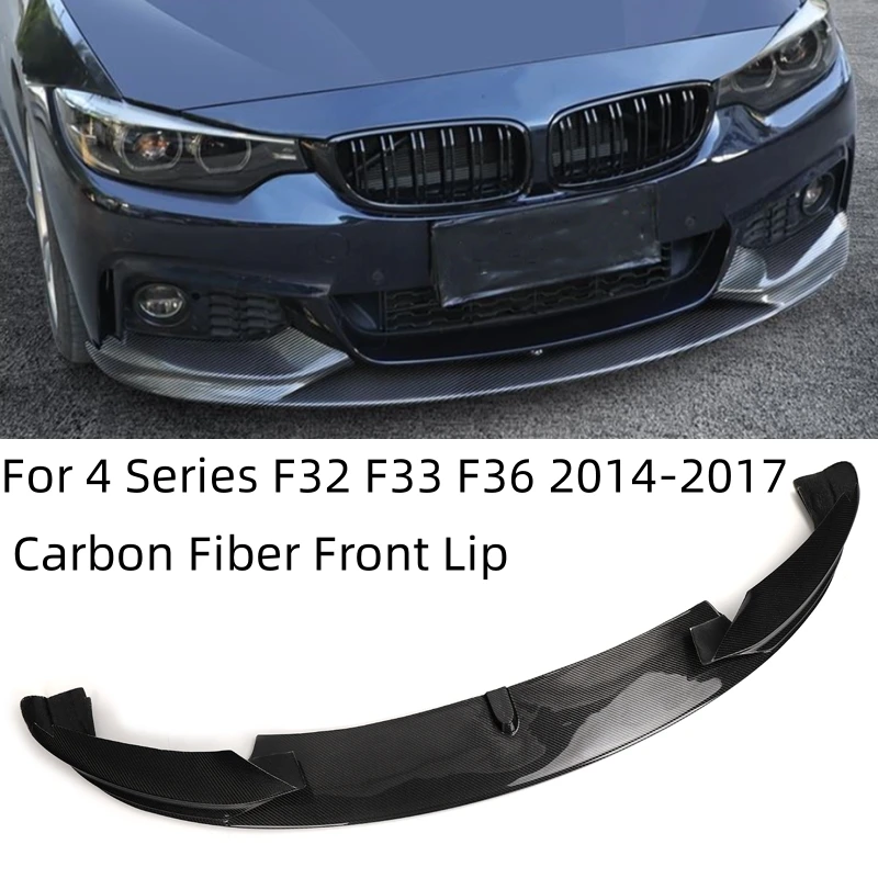 

For BMW 4 Series F32 F33 F36 2014-2017 M Performance Universal Front Bumper Lip Diffuser Splitters Body Gloss Black Carbon Fiber