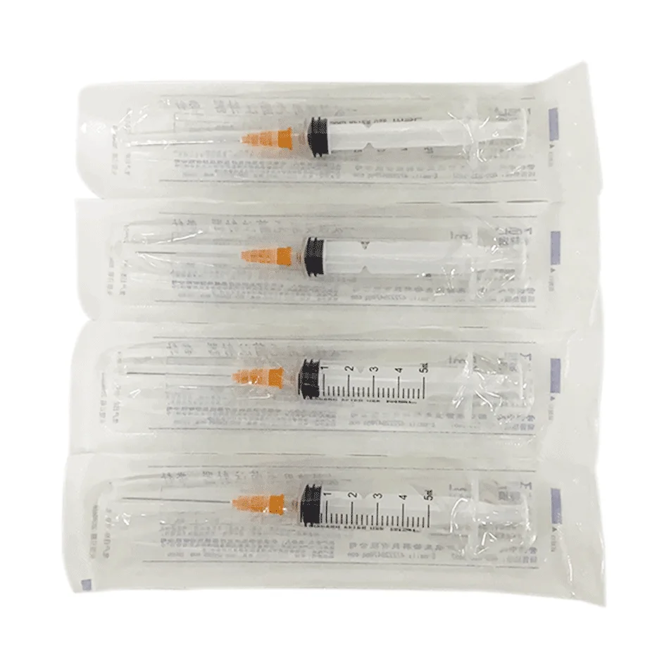 Dental Disposable Syringe Sterile Syringe with Needle Thread Straight Mouth 5ml 2ml 1ml Dental Laboratory Disposable Tool