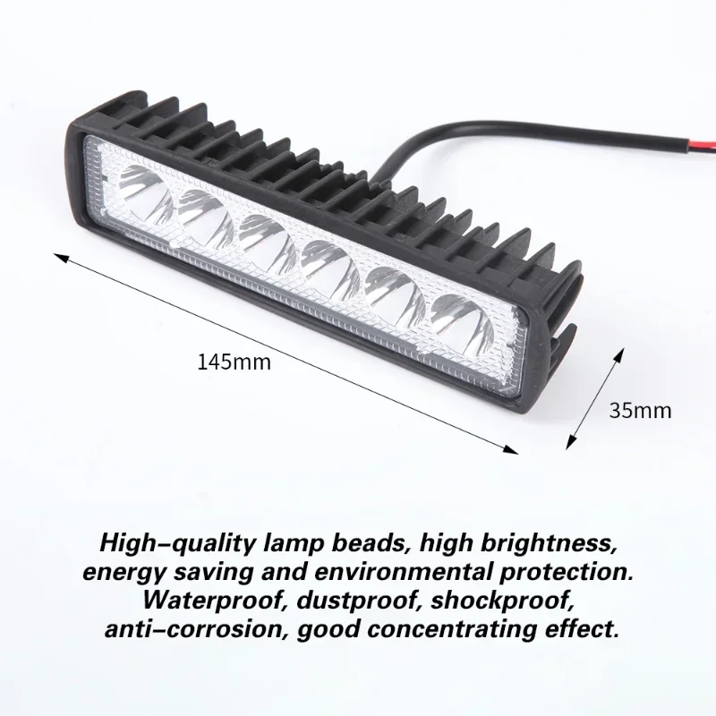 6 LED 18W Car LED Work Light DRL High Brightness Spotlight Offroad Automobile Truck Driving Headlight Fog Lamp 12V