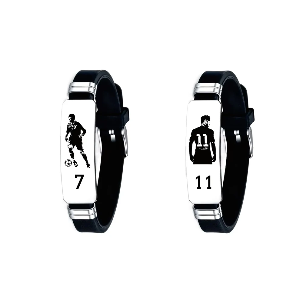 Cristiano Ronaldo Neymar Football Star Stainless Steel Silicone Bracelet For Men Boy Soccer Accessory Gift