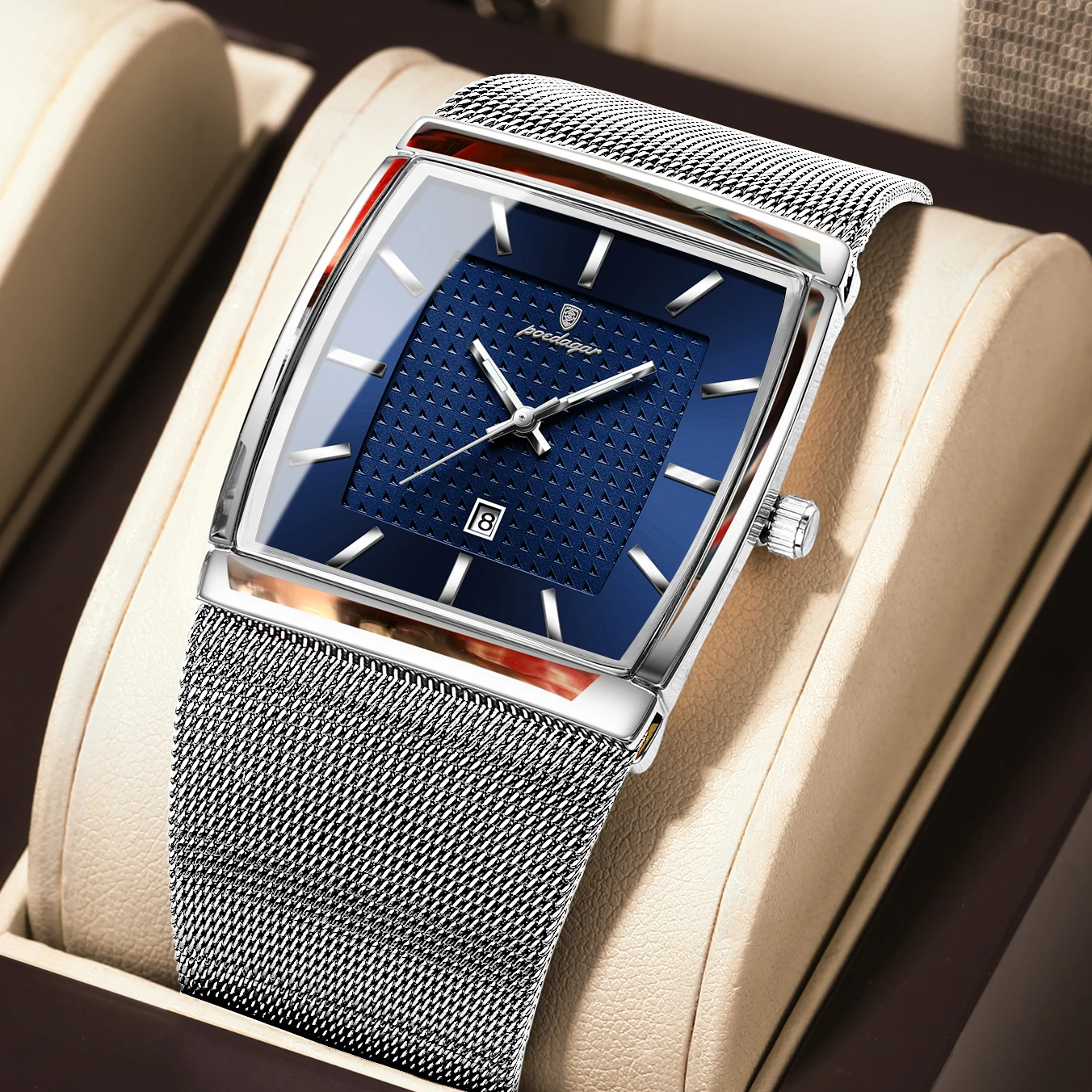 POEDAGAR Top Luxe Heren Polshorloge Waterdicht Lichtgevend Roestvrij Stalen Gaas Datum Man Horloge Mode Zakelijk Quartz Herenhorloges