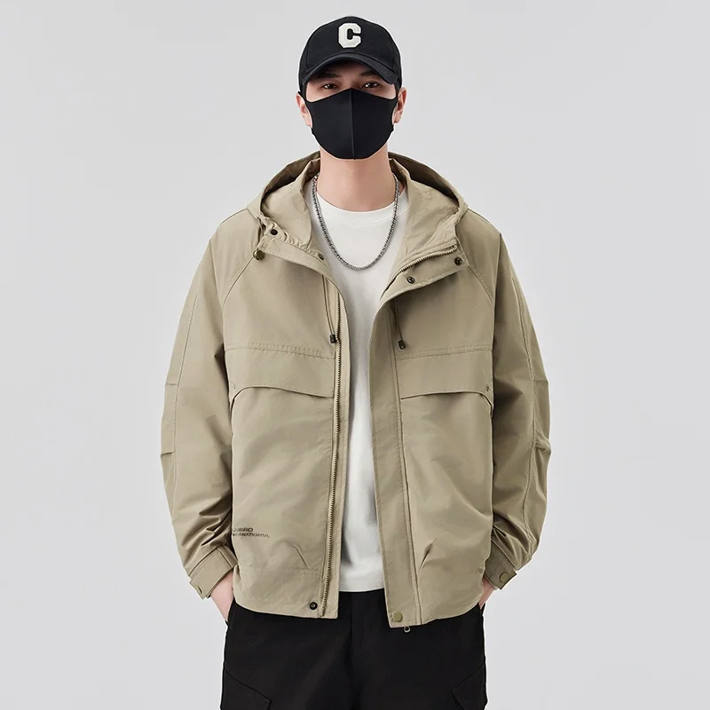 

American Retro Workwear Jaet Men's Spring Summer 2025 New Trend Outdoor Simple Thin Hood Casual Outerwear Loose Fit