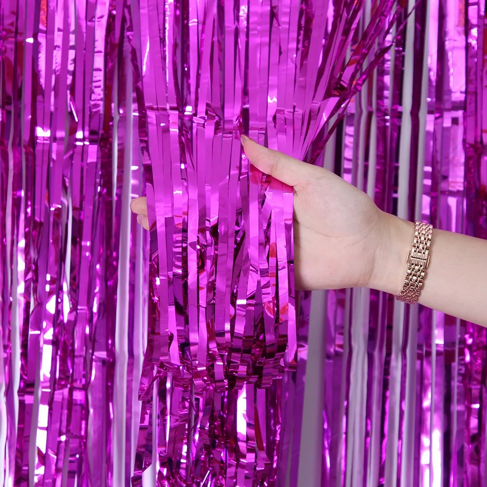 1*2M Party Hintergrund Metallic Folie Fringe Lametta Vorhang Erwachsene Geburtstag Party Hochzeit Decor Baby Shower Party Hintergrund photozon