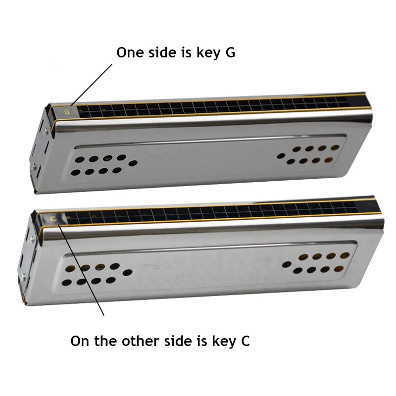 Jeu de clés double face pour blues, ton C & G, trémolo 2 en 1, bouche de basse, orgue, harpe, vent, musique, professionnel, 24 trous