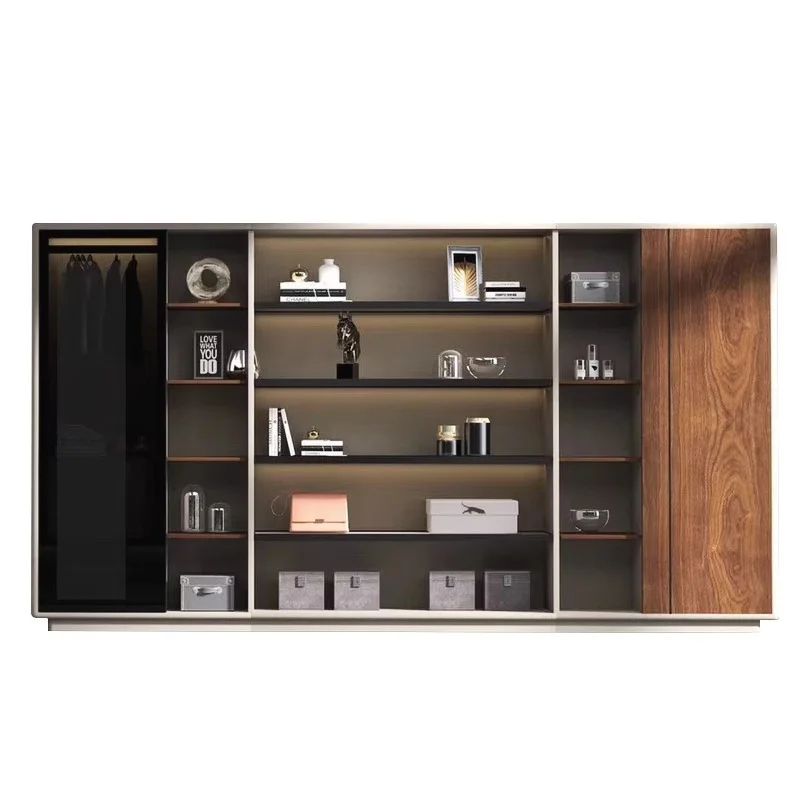 *Modern Simple Office Furniture Wood Grain Filing Cabinet with Decorative Bookshelf Archive Storage Office