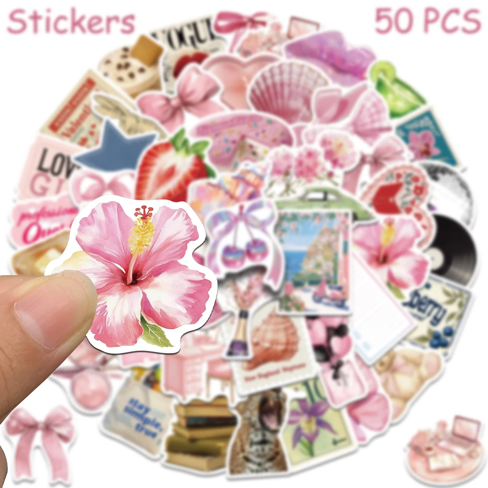 50 قطعة كائنات الوردي ملصقات الشارات للهاتف المحمول سجل القصاصات سكيت خوذة Graffiti بها بنفسك الكتابة على الجدران ملصقات الجمالية الهدايا الإبداعية