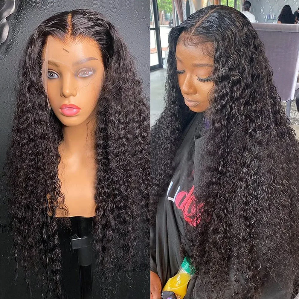 200% Density Glueless Wig Ready To Wear Curly Human Hair Wigs Deep Wave Lace Front Wigs 30 36 Inch 13x4 13x6 HD Lace Frontal Wig