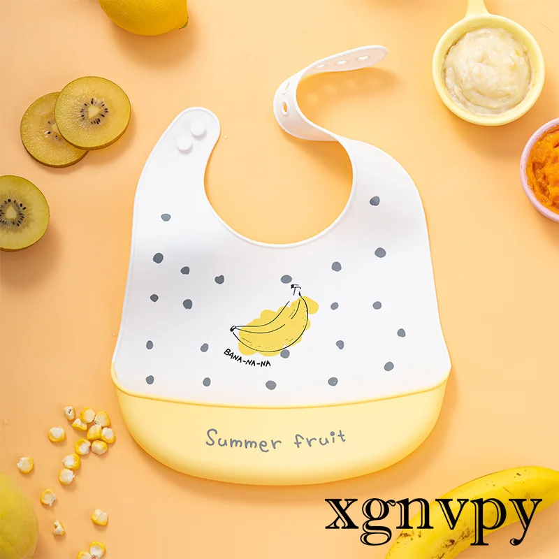 Xgnvpy Silicone Waterproof Baby Bib Feeding Food Soft Adjustable Burp Cloth Baby Material Handkerchief Bib Cartoon Elephant Bib