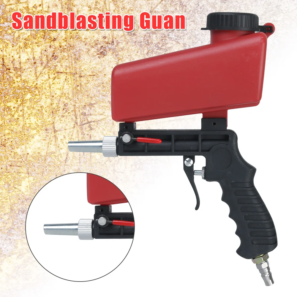 Handheld Pneumatic Blasting Gun Set Small Sand Blasting Machine Adjustable Sandblasting Gun Portable Gravity Sand Blaster 90psi