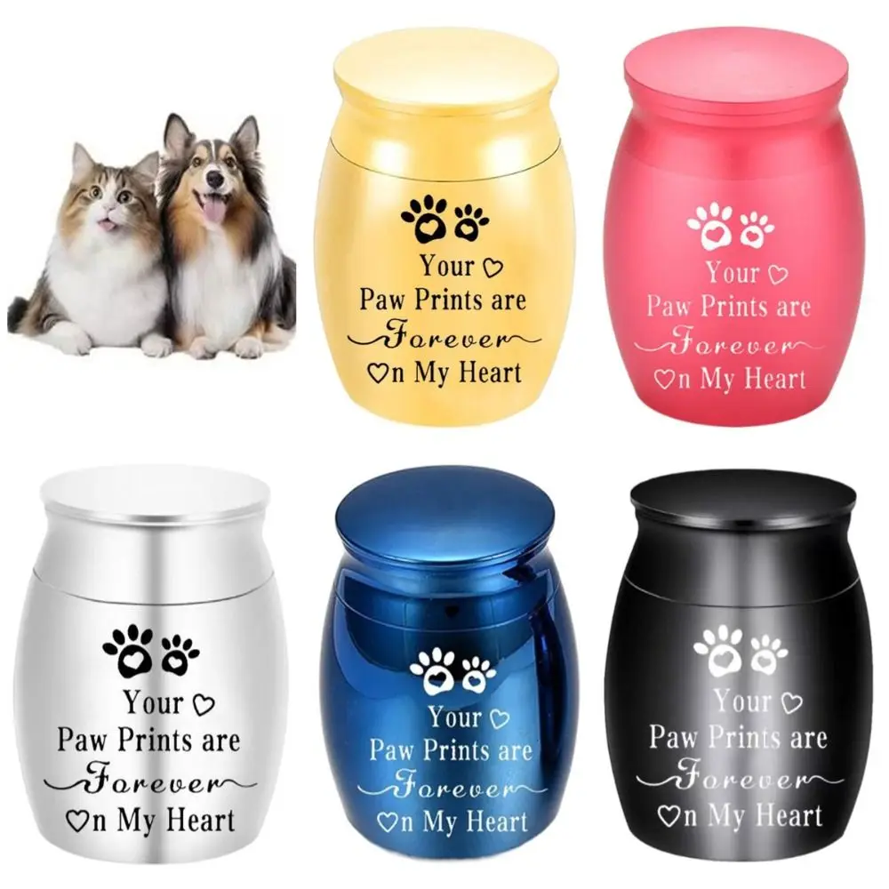 

Mini Pet Ashes Sealed Box Creative Pet Paw Print Pet Teeth Hair Storage Box Dustproof with Lid Memento Burial Holder