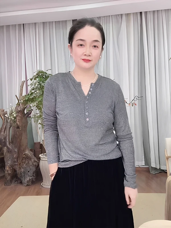 

Anti-Aging Casual Long Sve Women's Base T-irt Faionable Spring New Arrival Comfortable Breathable Wool Nylon Blend