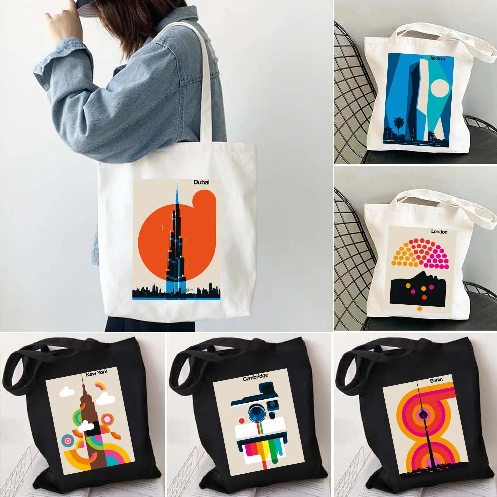 

Rainbow Jakarta London Aahus Baku Bergen Berlin Canvas Tote Bag Bordeaux Chicago Dubai Frankfurt Empire State Bridge Eco Handbag