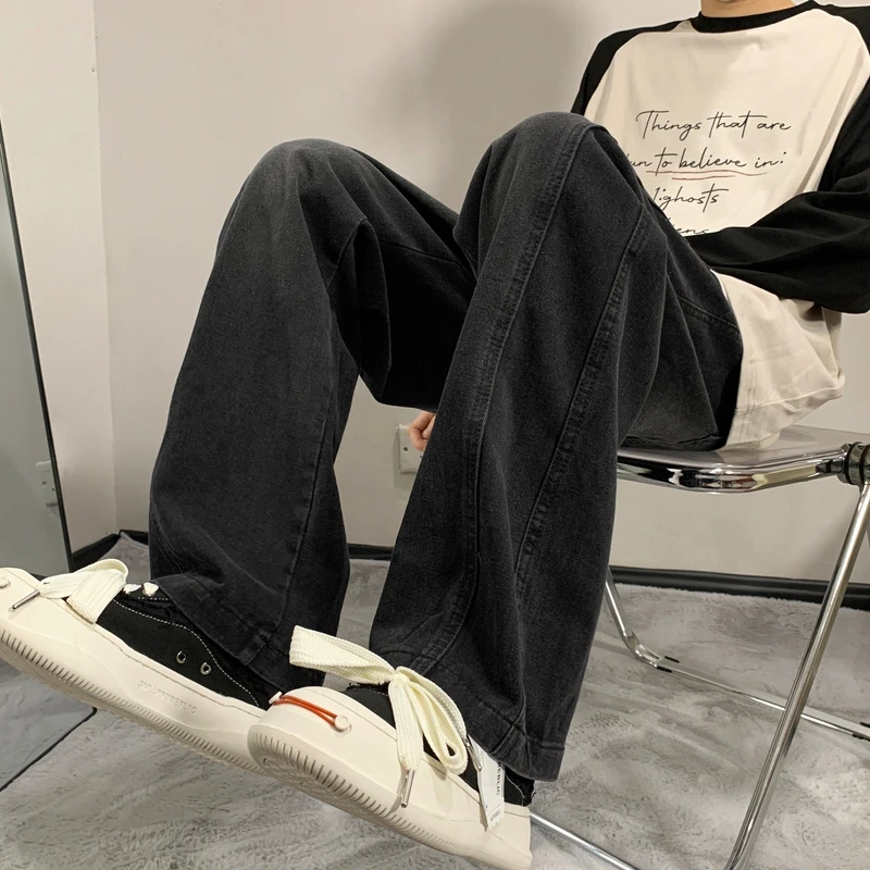 

Ретро-джинсы в американском стиле, свободные прямые брюки для мужчин, модные молодежные джинсы в стиле High Street, осенняя коллекция