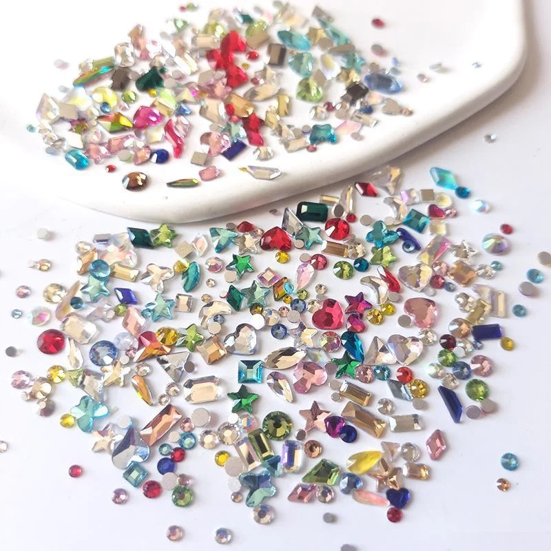 100pcs 3-5mm Mixed Colorful Irregular Crystal Nail Rhinestones Luxury Flat Back Nail Art Charm Jewelry Manicure DIY Accessories