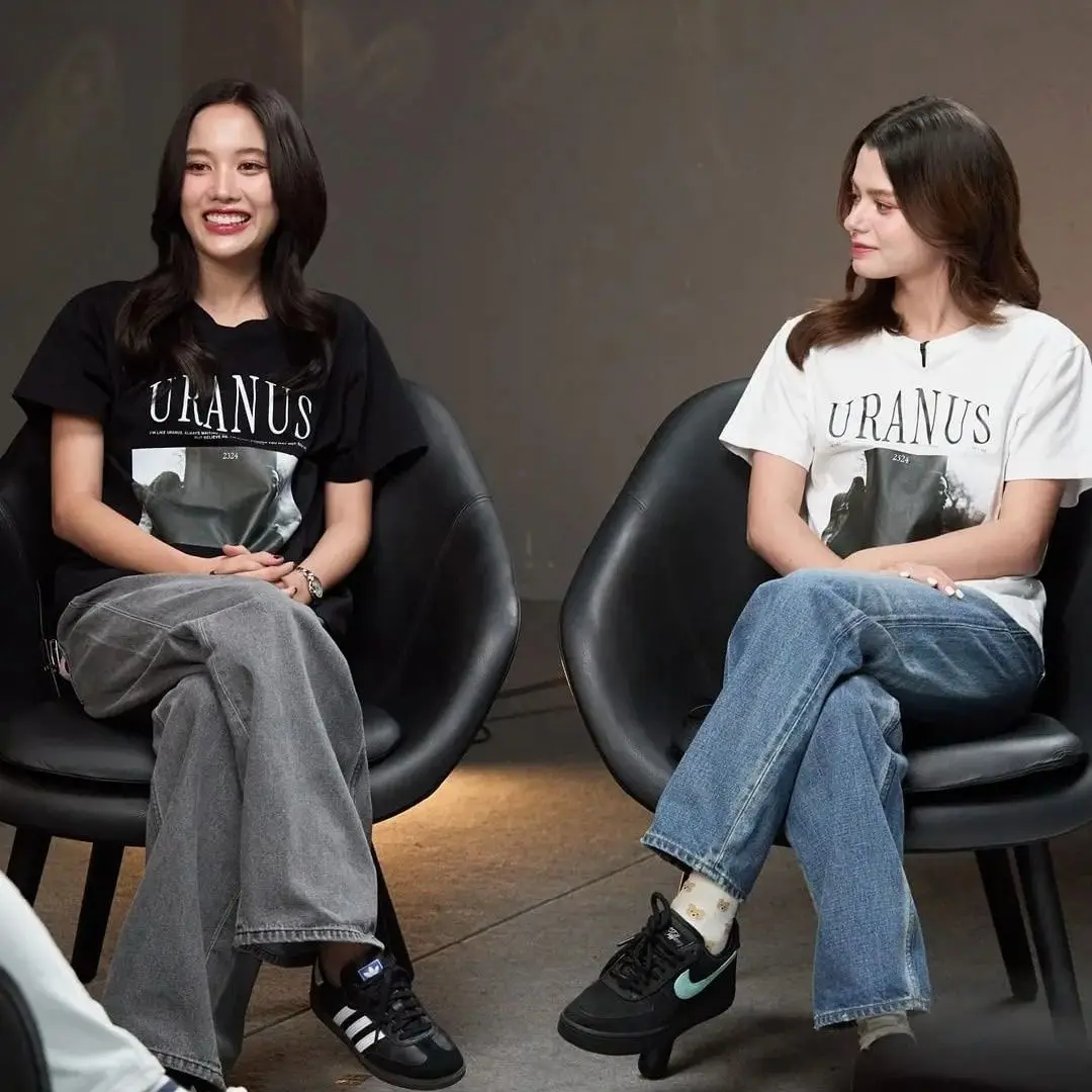 URANUS 2324 سلسلة FreenBecky نفس الصيف القطن الخالص تي شيرت عصري ومتعدد الاستخدامات رسالة مطبوعة جولة الرقبة أعلى #3