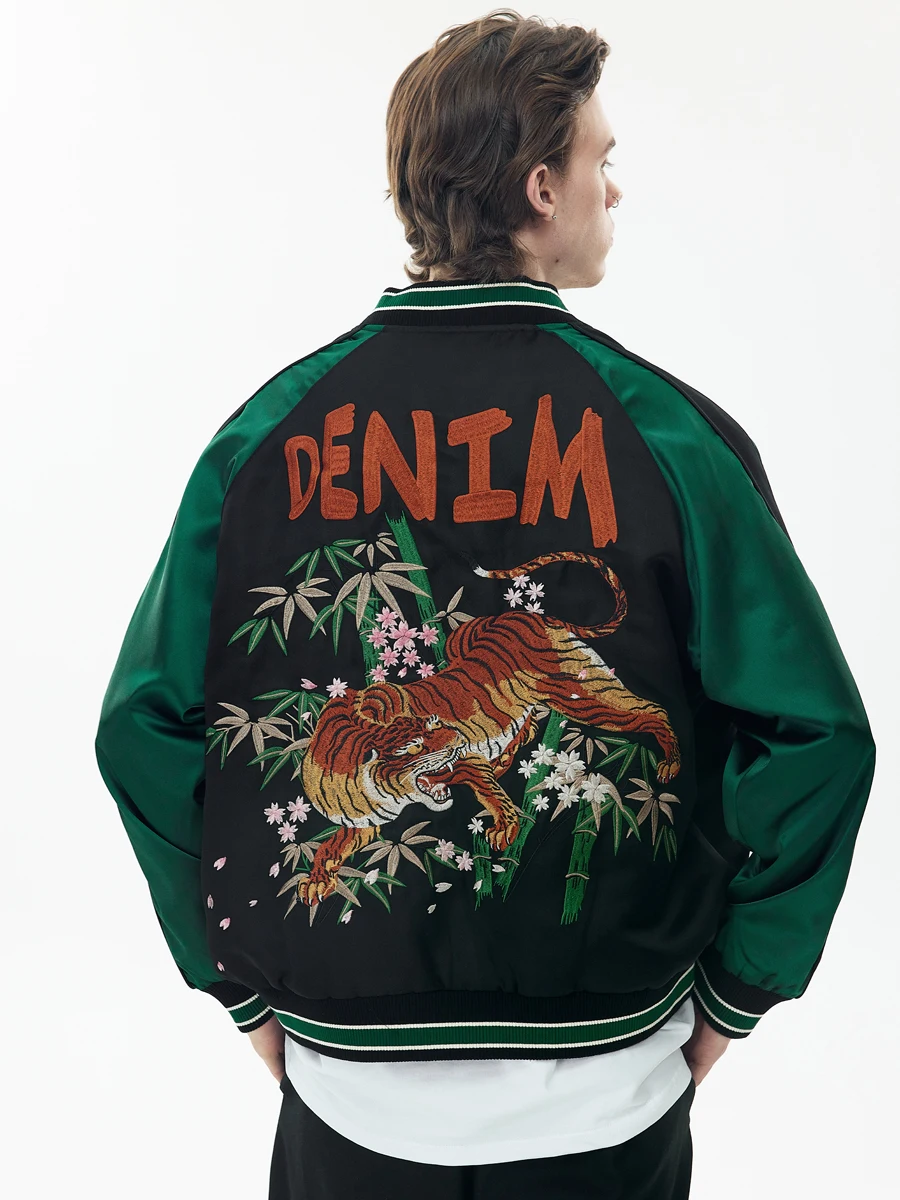 

Куртка-сукажан Dragon Peak с тяжелой вышивкой, бамбуковым тигром, в китайском стиле, на молнии, без наполнителя