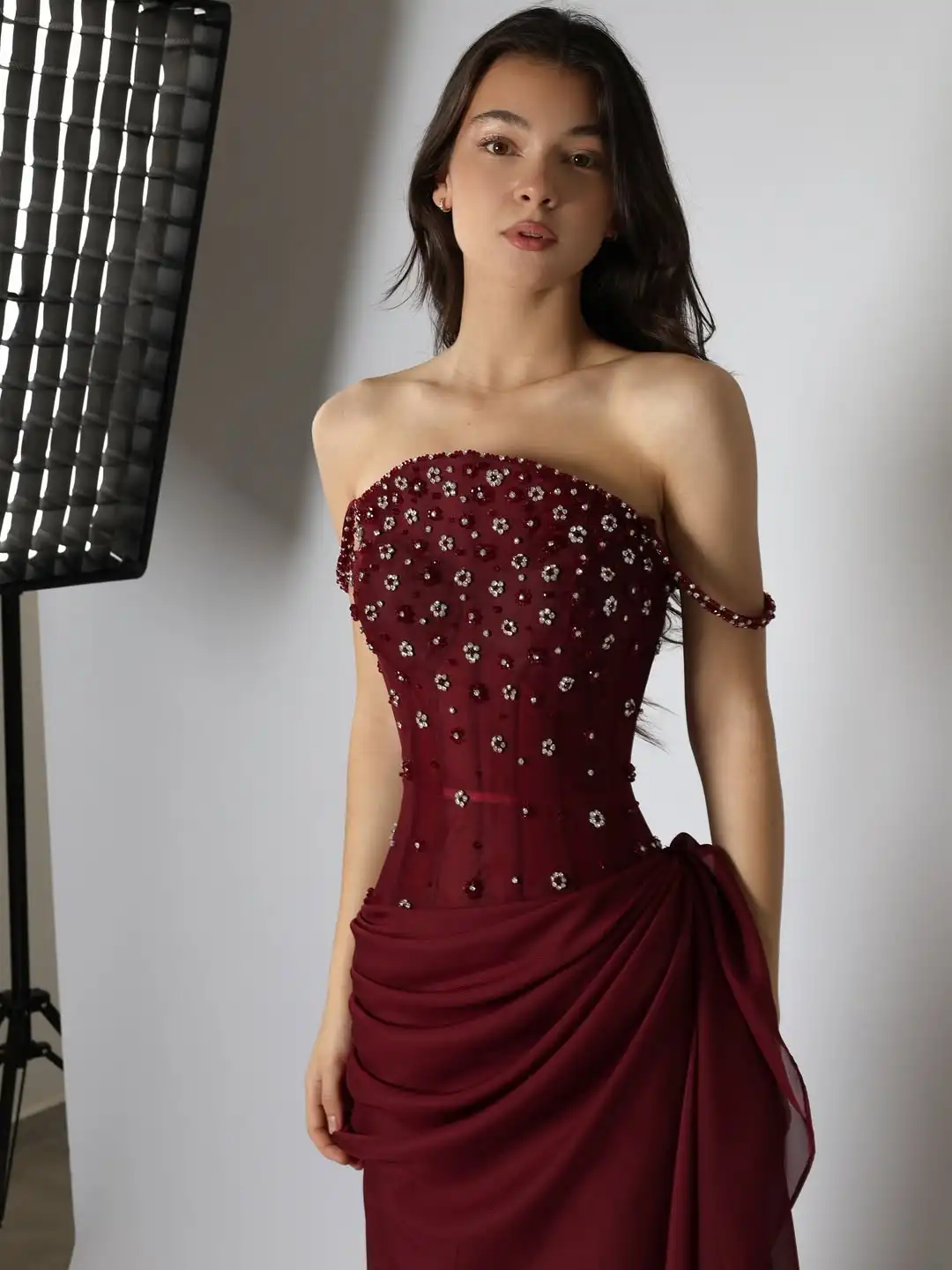 

Customized Mermaid Prom Dresses Sleeveless Strapless Beadings Evening Dresses Floor Length Formal Party Dresses