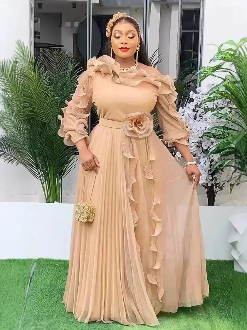 

Шифоновое вечернее платье больших размеров с рюшами, женское роскошное вечернее платье для ужина, выпускного вечера, осень 2021, элегантные и красивые женские платья