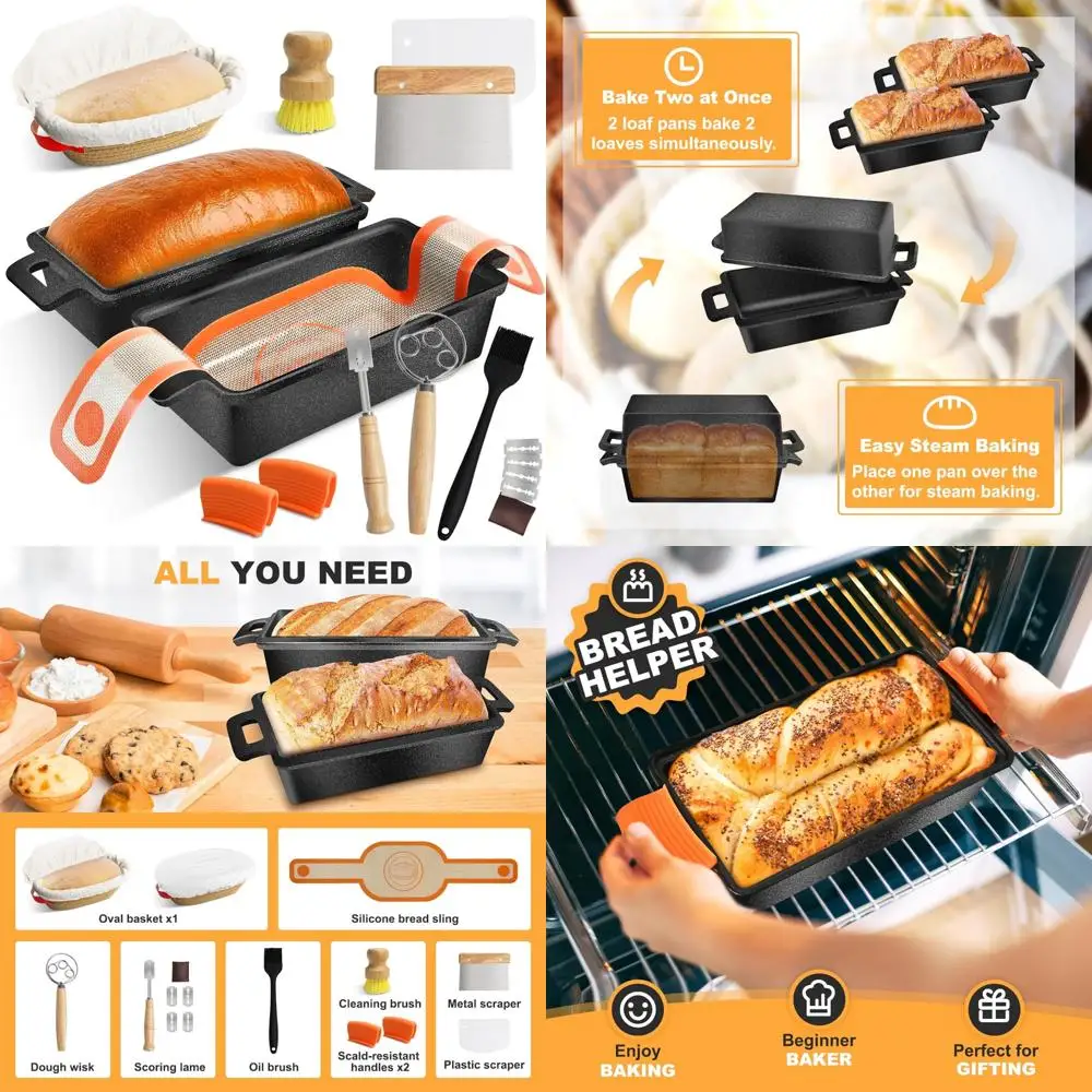 

Cast Iron Loaf Pans - 9x5 Inch, 2 in 1 with Lid, Perfect for Sourdough Bread Baking Supplies