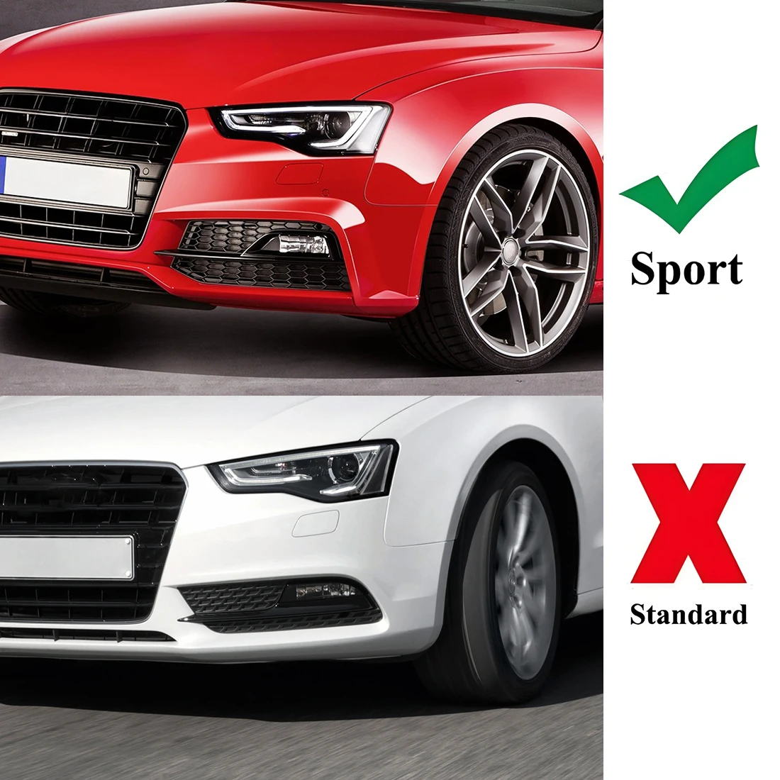 8T0807681K 8T0807682K Grille For Audi A5 Sport 2013 2014 2015 2016 Front Bumper Grill Fog Lamps Covers Car Accessories 12V