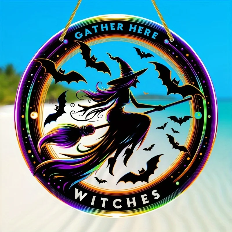 Enchanting Witch Gather Here Sun Catcher,8