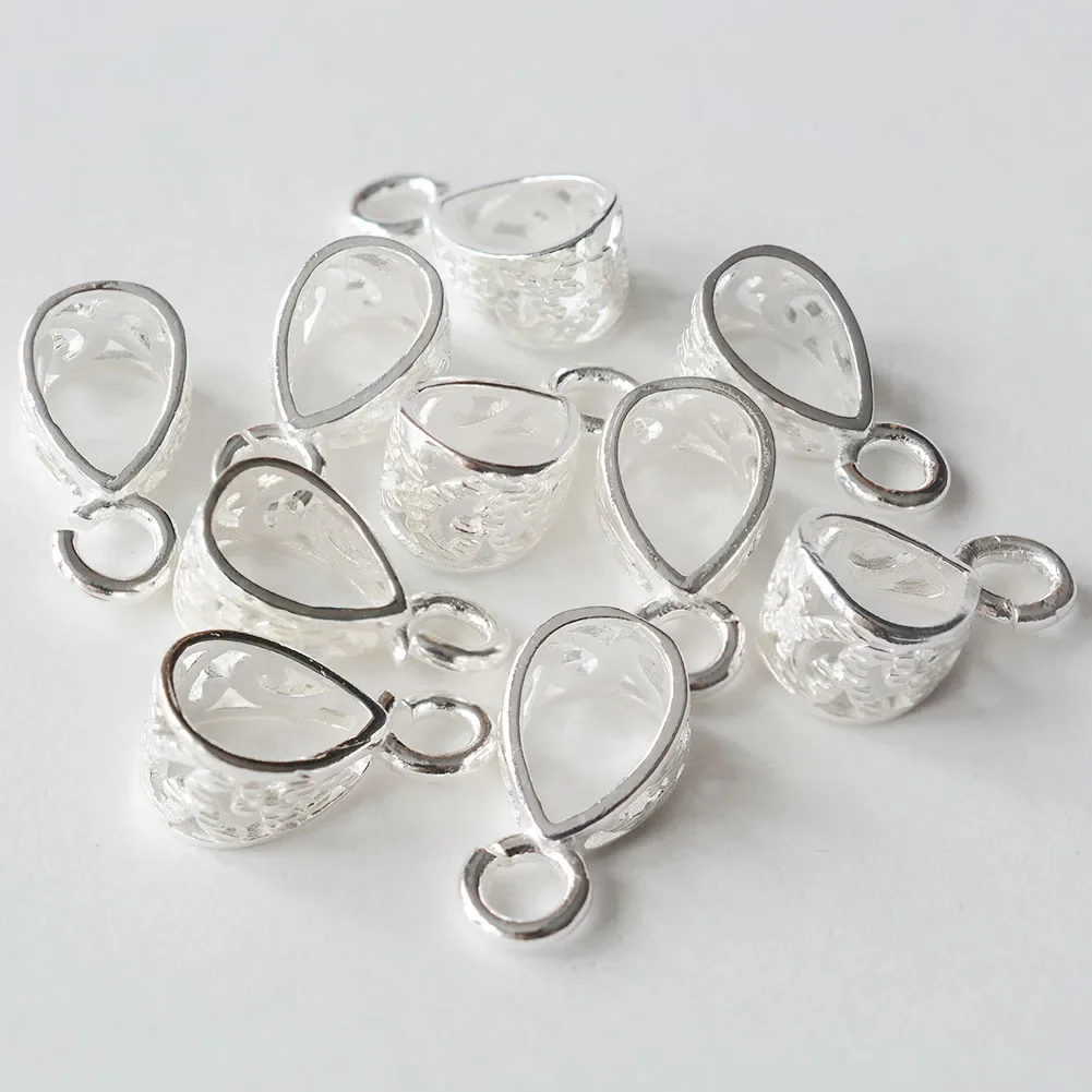 925 Sterling Silver Slider Zapięcie na zawieszkę Złącze kaucji z otwartą pętlą do wyrobu biżuterii, srebrne zawieszki z otwartym pierścieniem skokowym