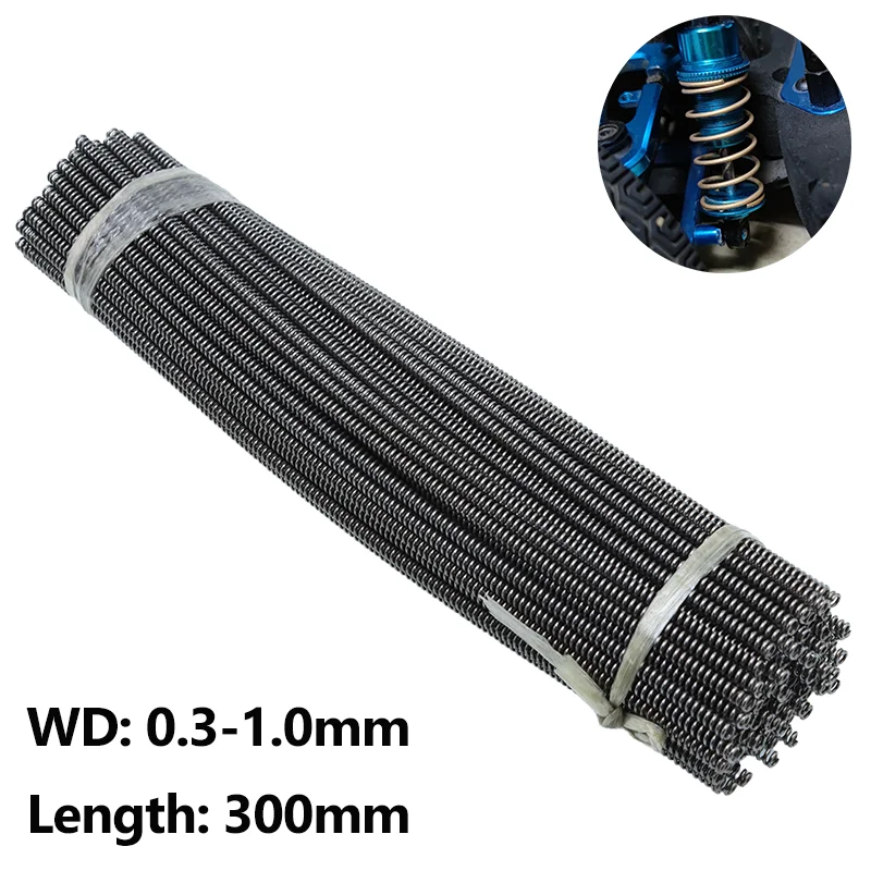 2Pcs 300mm Compression Spring Wire Dia 0.3/0.4/0.5/0.6/0.7/0.8/1.0mm 65 Mn Manganese Steel Pressure Y-shaped Soft Return Springs