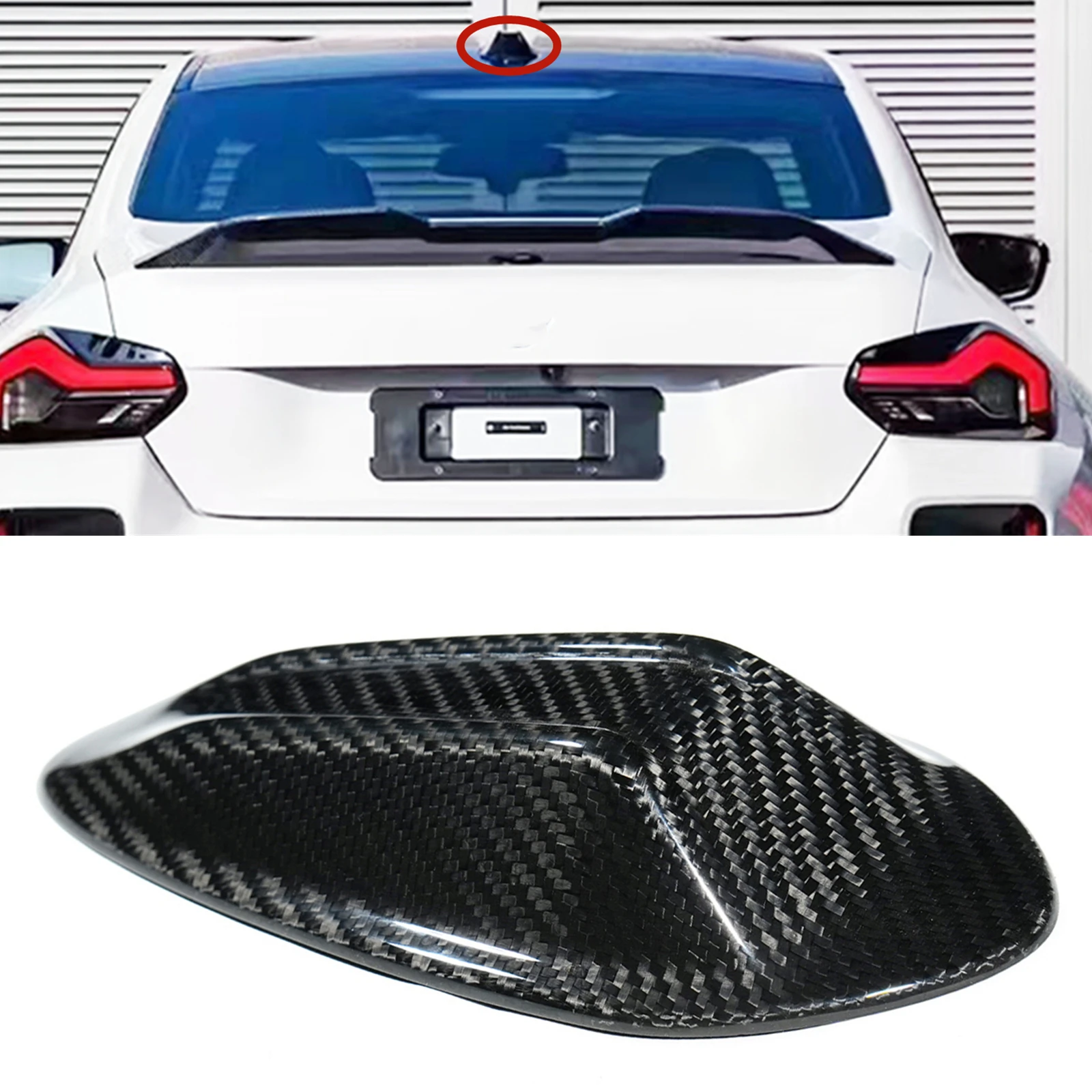 

For BMW 2 3 Series G20 G80 M3 G82 M4 G42 G87 M2 2023-2024 Carbon Fiber Exterior Roof Antenna Cover Dome Antennae Cap Shell Trim