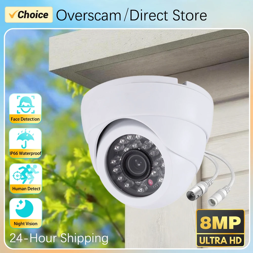 8MP 5MP AHD Camera High Definition Home Surveillance Infrared NightVision Motion Detection BNC CCTV Security Outdoor Dome Camera