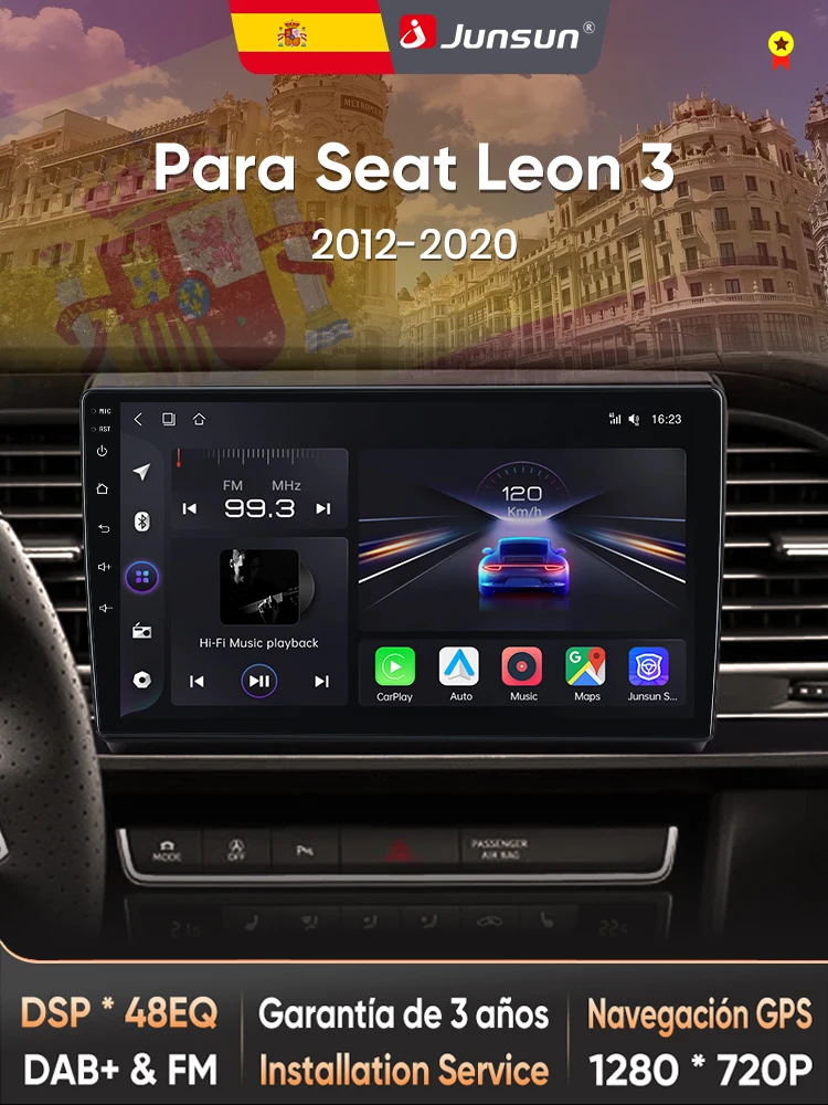Junsun Radio Voz AI para Seat Leon MK3 2012 2013-2020 CarPlay inal Privatbrico Android Auto autoradio 2DIN con Bluetooth DAB + GPS RDS - afbeelding 2
