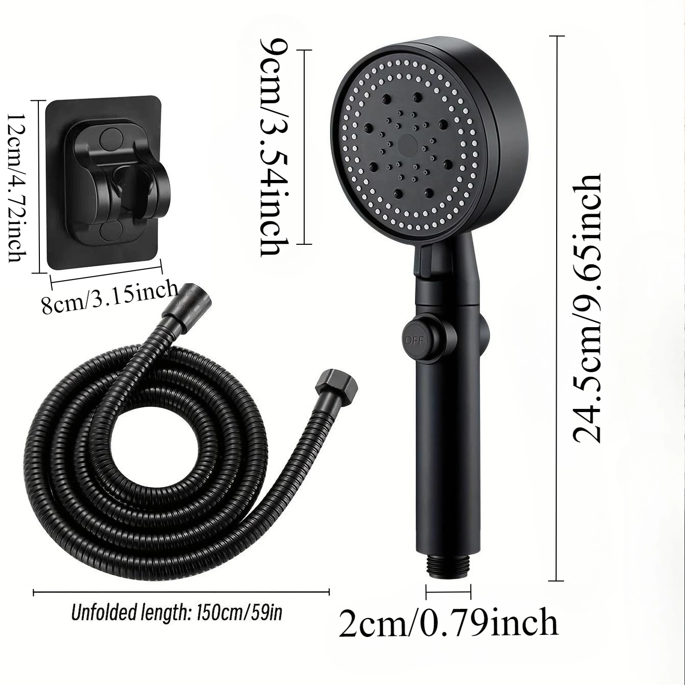 3pcs/set High-Pressure Handheld Shower Head with 5 Modes, Detachable Adjustable Spray Nozzle, Multi-Functional Universal
