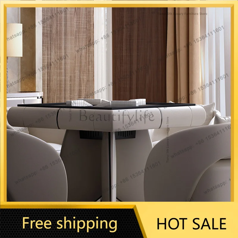 Italian Minimalist High-end Mahjong Table Nordic Automatic Shuffling Mahjong Machine Solid Wood Home Furniture Muebles FYMT