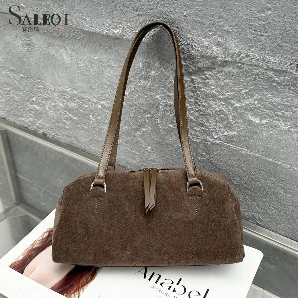 

Genuine Leather Luxury Designer Women's Shoulder Crossbody Bag Suede Fashion Female Soft Cowhide Handbag LadiesTote for Woman