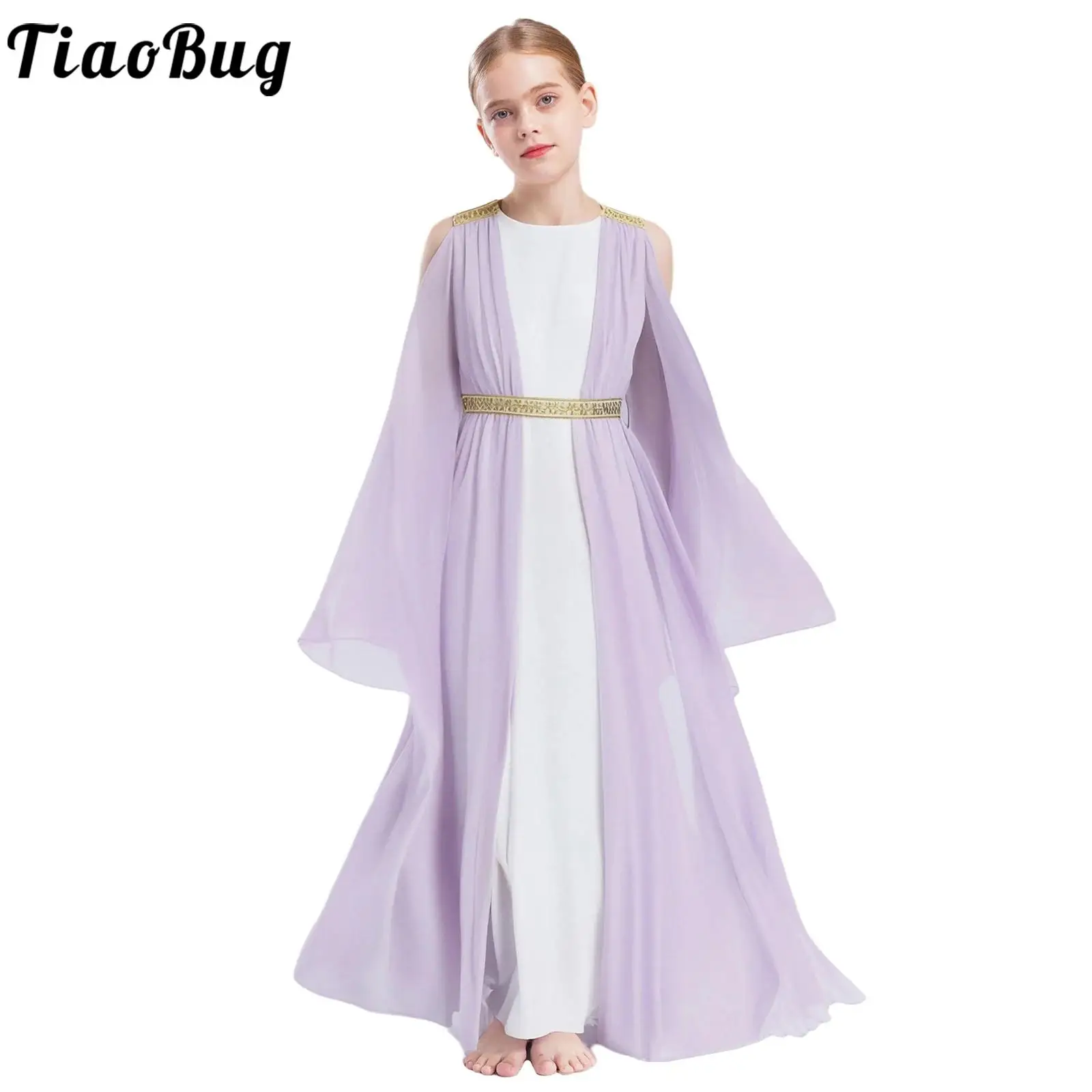 

Kids Girls Athena Costume Greek Princess Dress Ancient Greece Roman Toga Long Robe for Halloween Carnival Cosplay Costumes