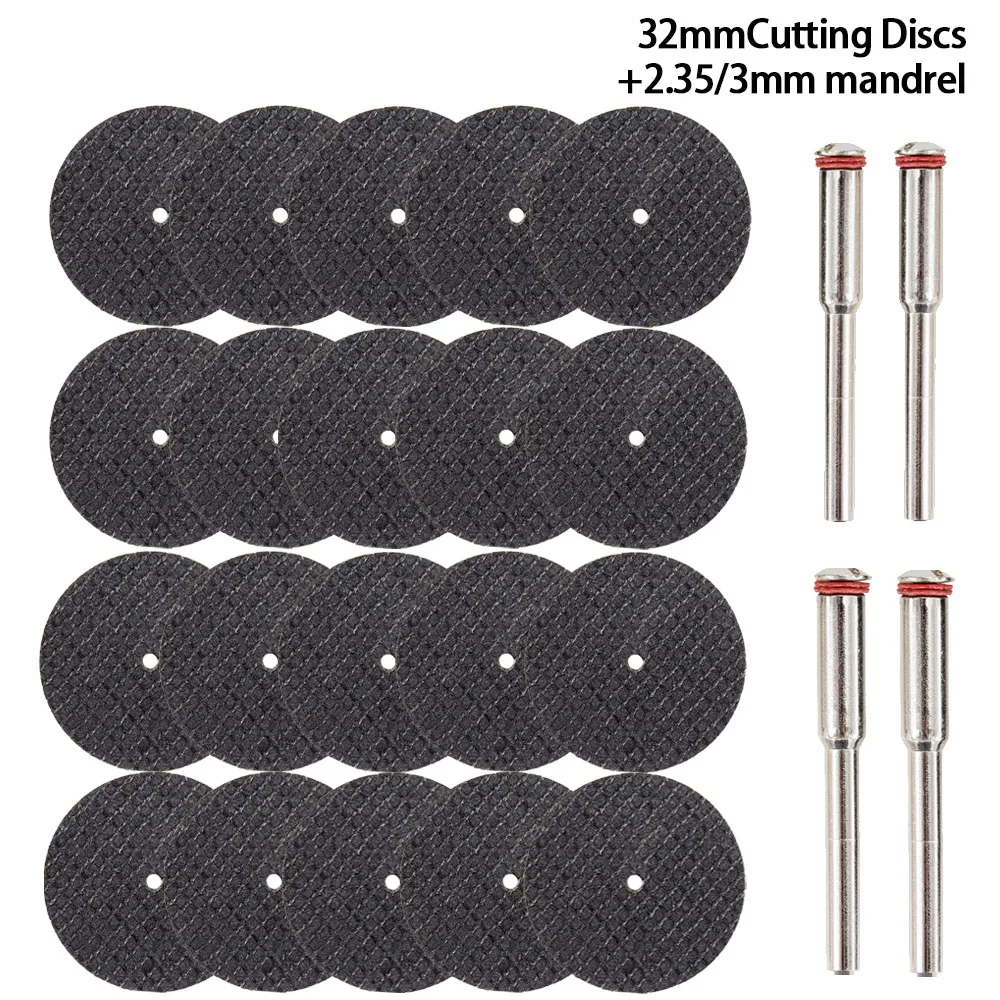 22pcs 32mm Mini Abrasive Cutting Disc Fiberglass Reinforced Cutting Wheel With Mandrels For Dremel Metal Cutting Rotary Tool