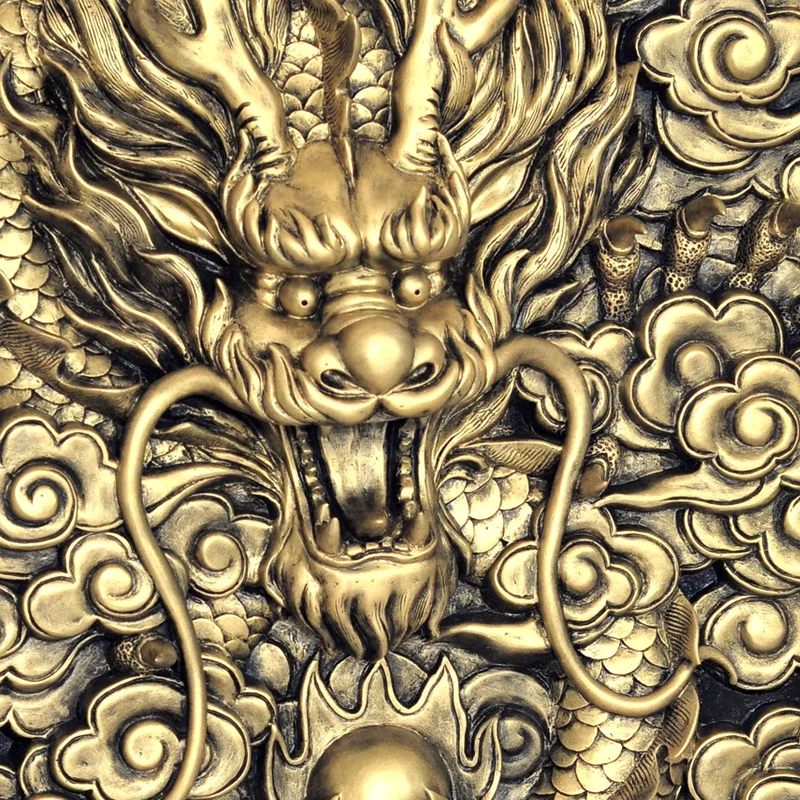 ‌FRP Chinese Dragon Phoenix Wall Sculpture - Outdoor Indoor Villa Entrance Decor, 3D Wall Art, Modern Home Wall Hangings