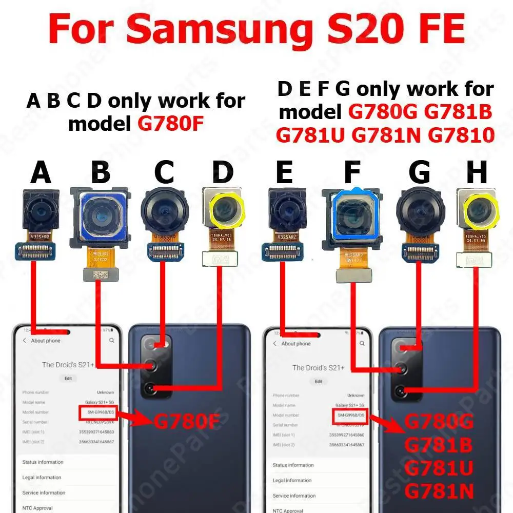 Kamera Für Samsung Galaxy S20 FE 4G S20FE 5G Rückseite Facing Frontal Zurück Vorne Hinten Selfie Kamera modul Handy Teile