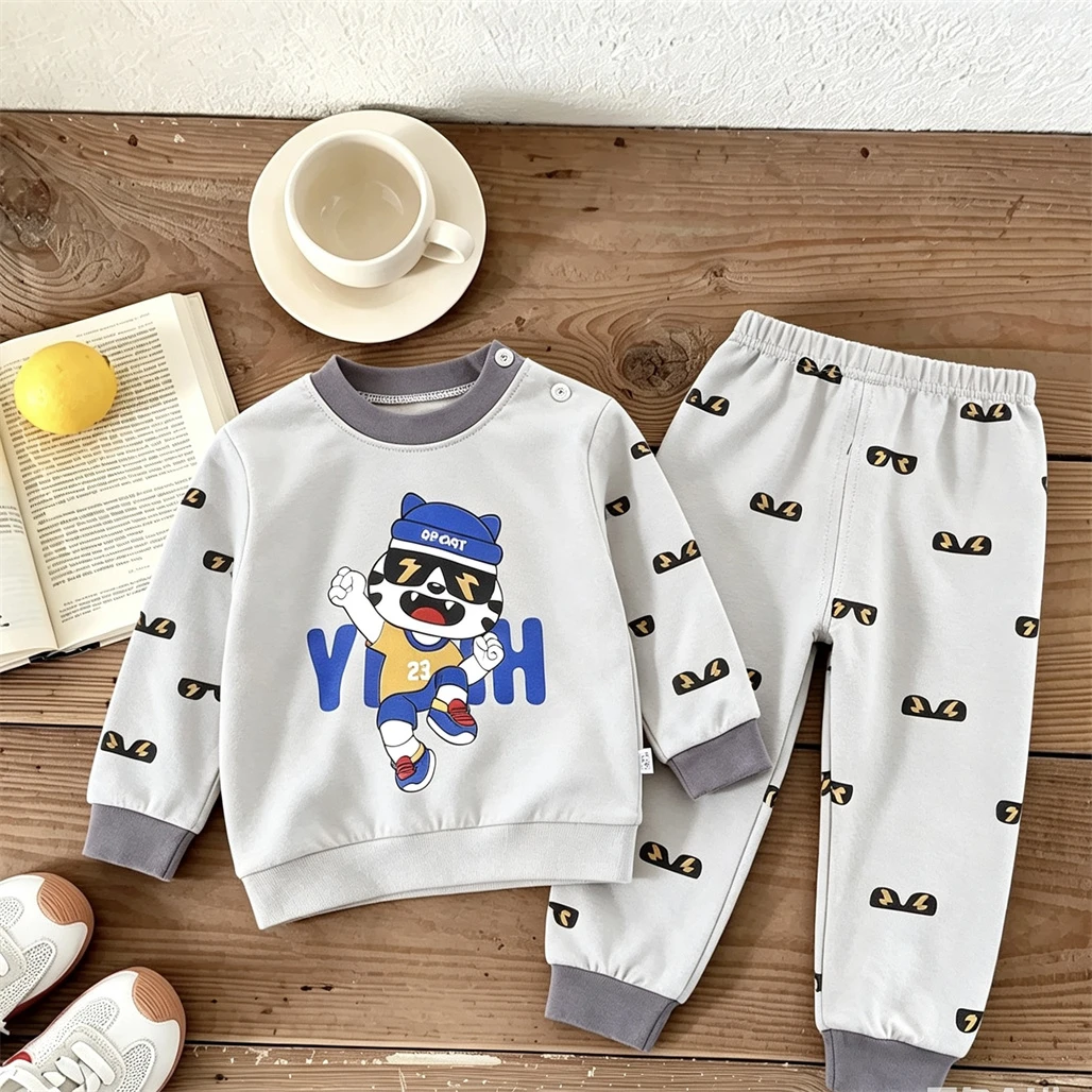 Neues Design Schlafanzug Zweiteiliges Set für Kleinkinder aus Reiner Baumwolle, Langarm-Outfits für 1-4 Jahre Alte Kinder, Niedliche Pullover-Pyjamas mit Hosen – Detail 6