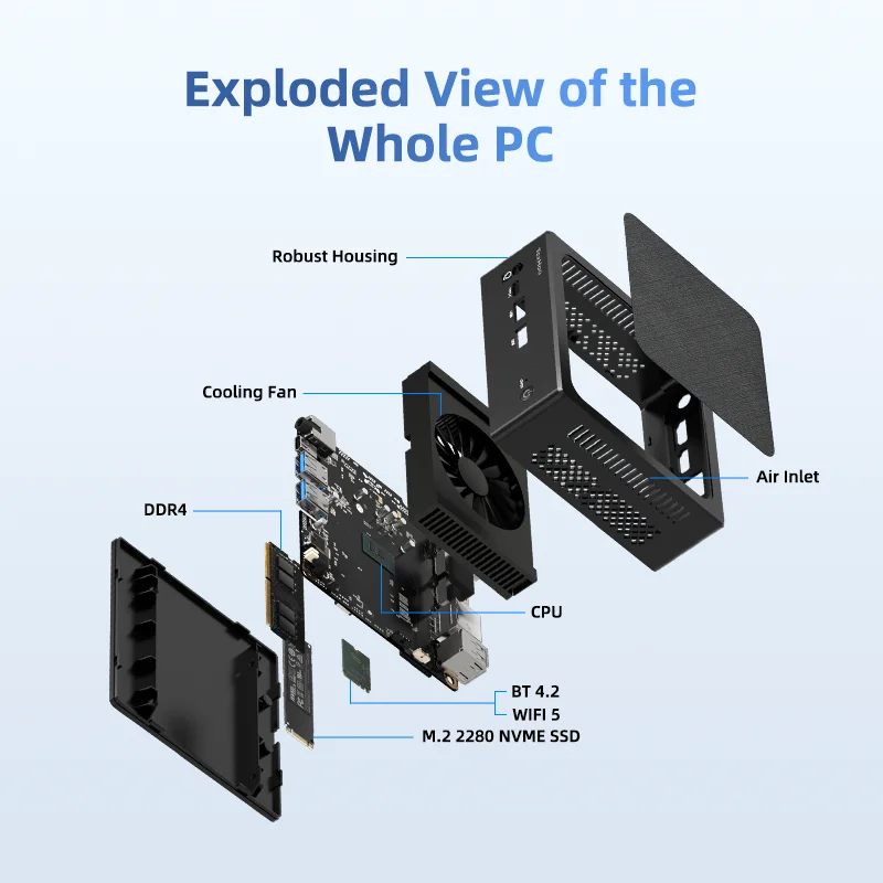 TexHoo Mini PC Intel  N100 Windows 11 Pro  Supports up to 16GB DDR4 2T NVME SSD USB3.2 Dual HDMI  Desktop Gaming Computer